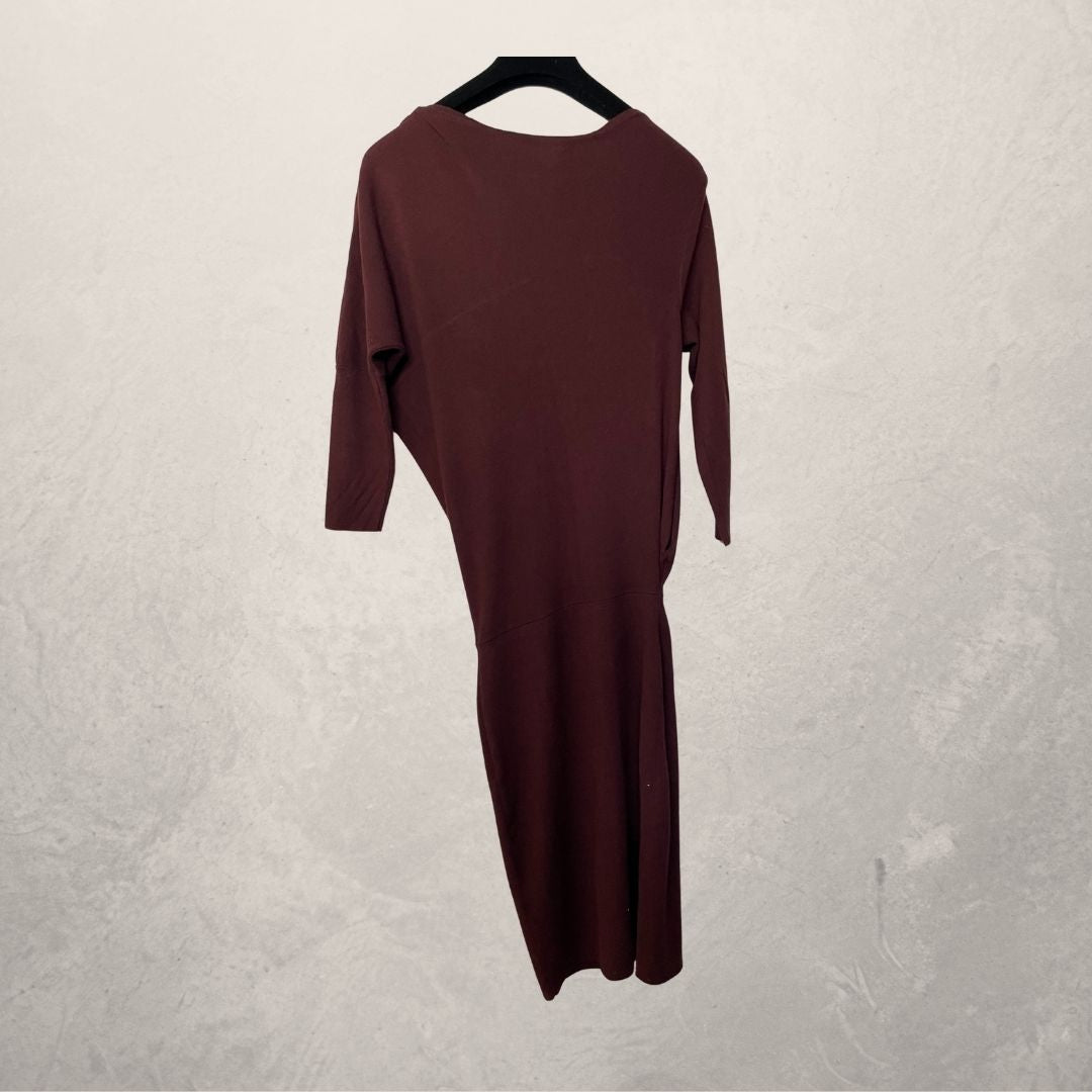 Reiss burgundy knitted zipper dress XS