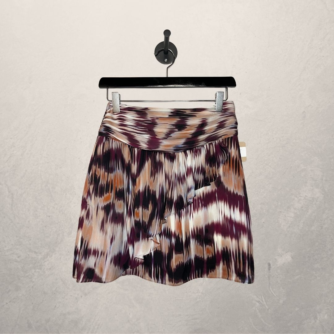 Reiss pink purple print mini skirt XS