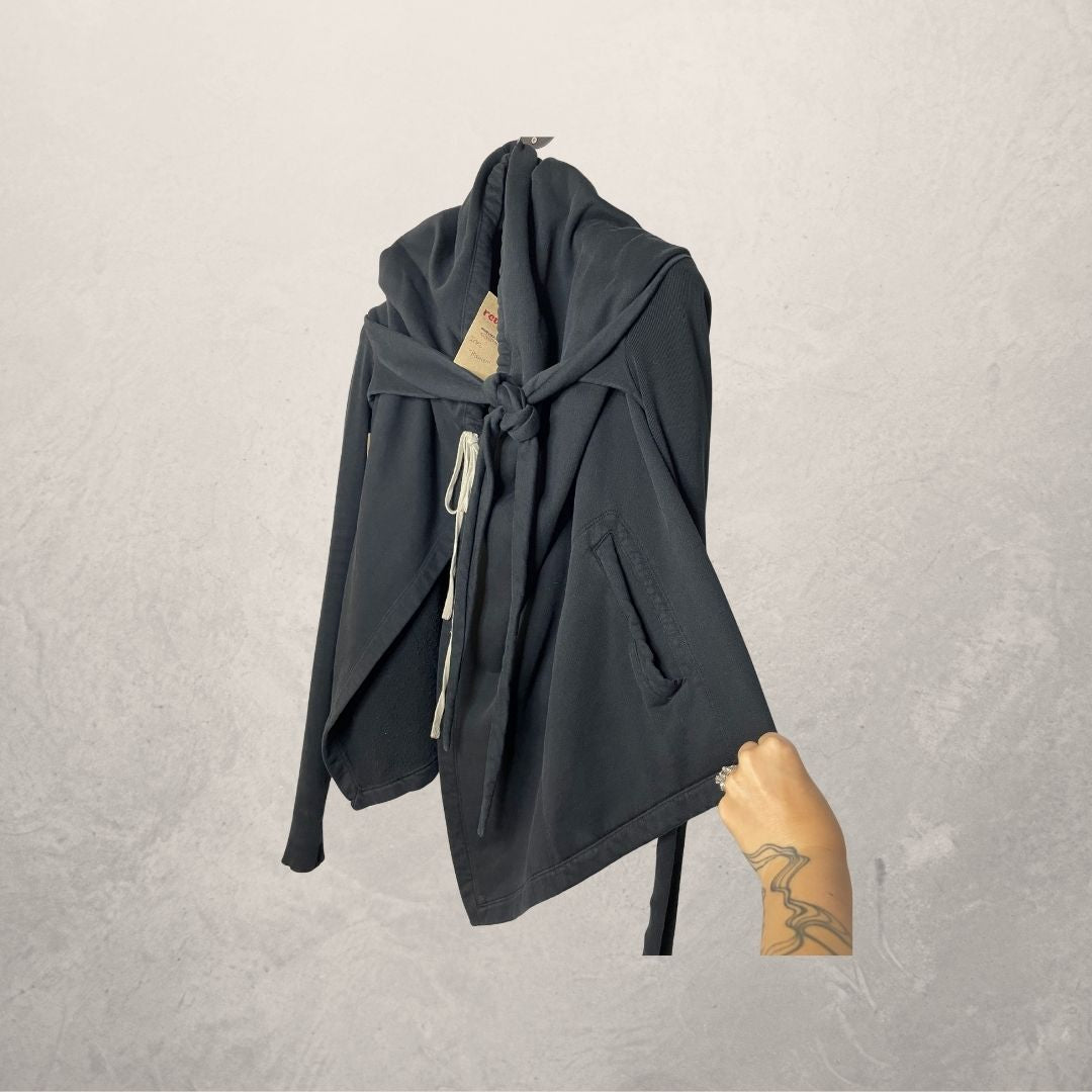 Rick Owen DRKSHDW zwarte fleece oversized hoodie S/M