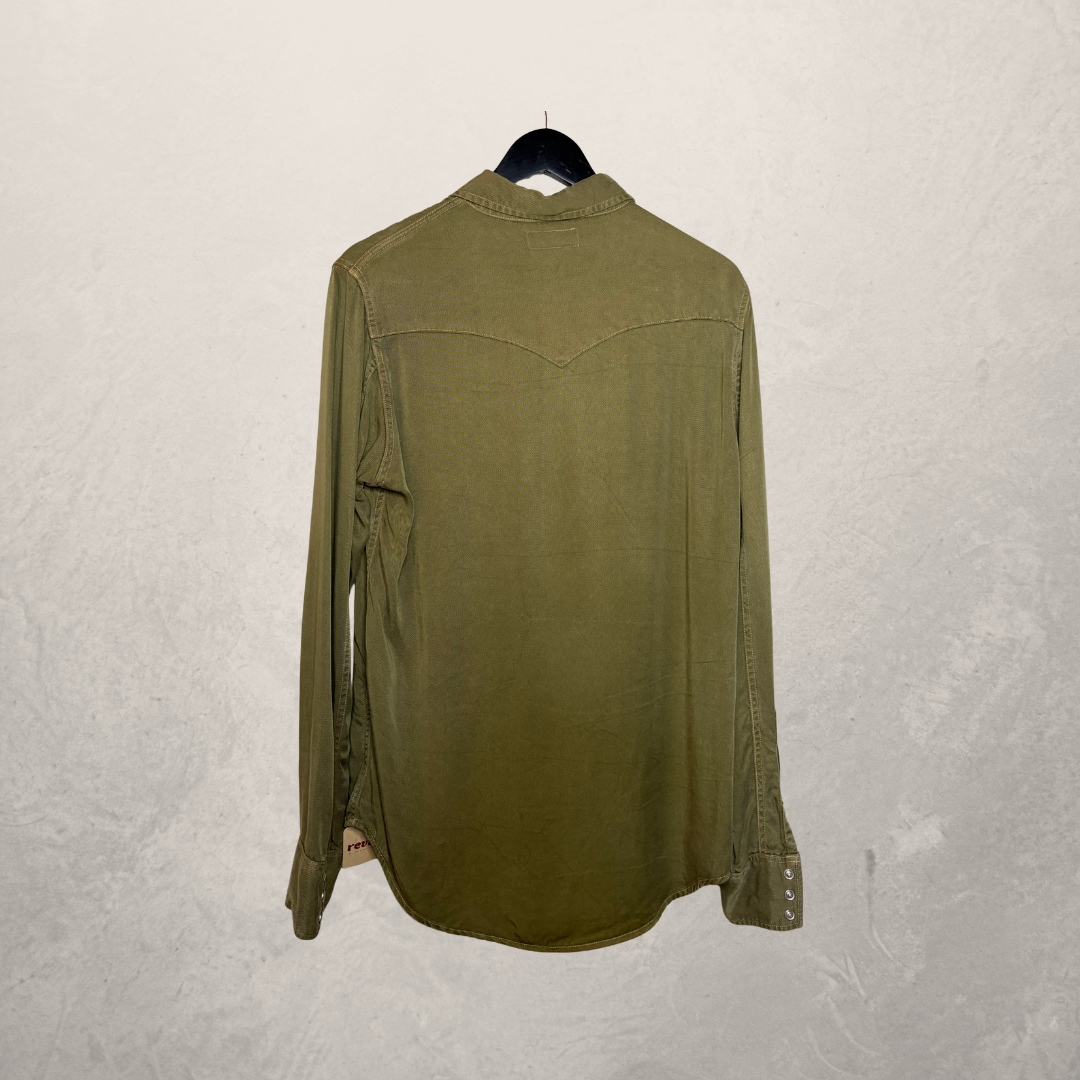 Saint Laurent Paris green 100% lyocell shirt M