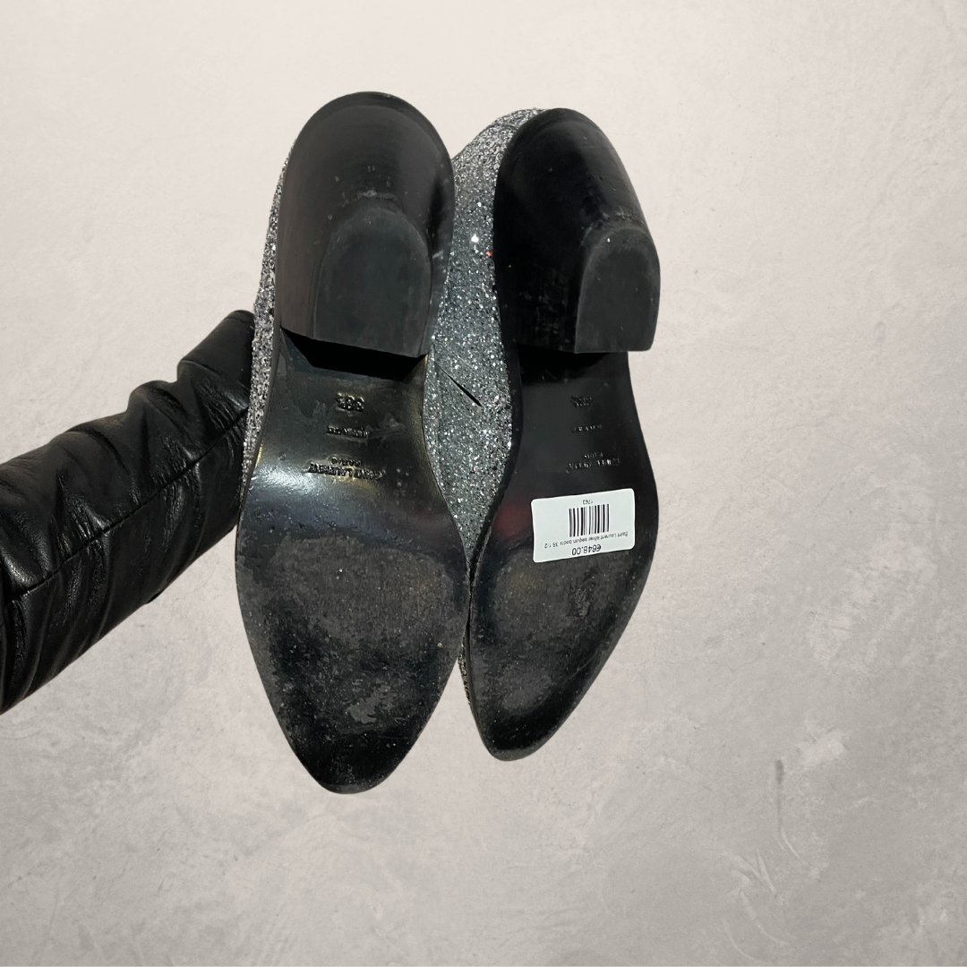 Saint Laurent zilveren pailletten laarzen 38 1/2