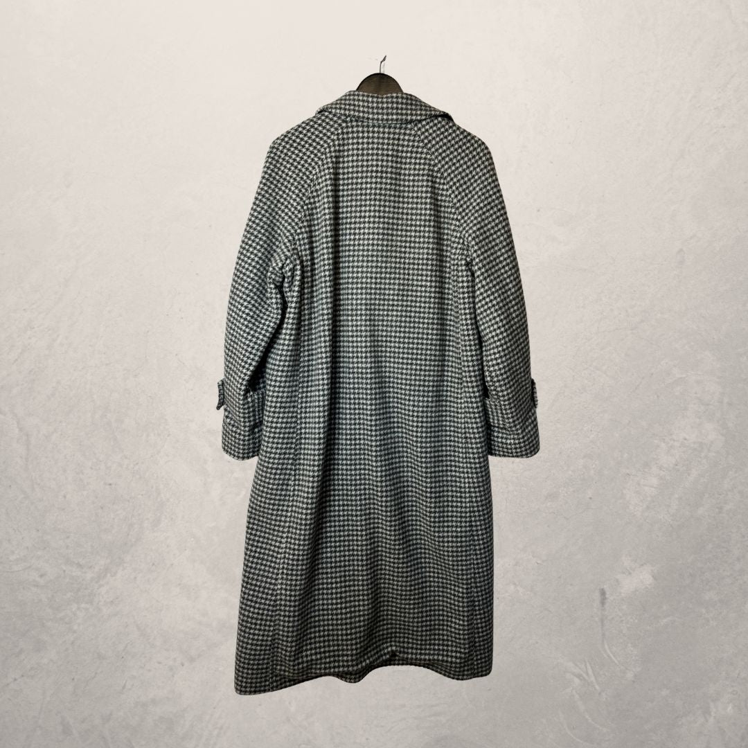 Samsoe Samsoe zwart wit WOL pied-de-poule lange overjas M/L