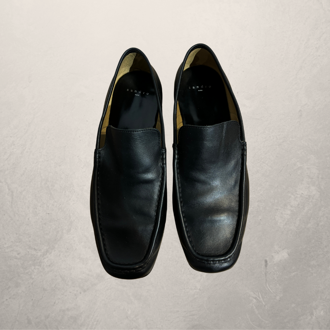 Sandro black leather loafers 40