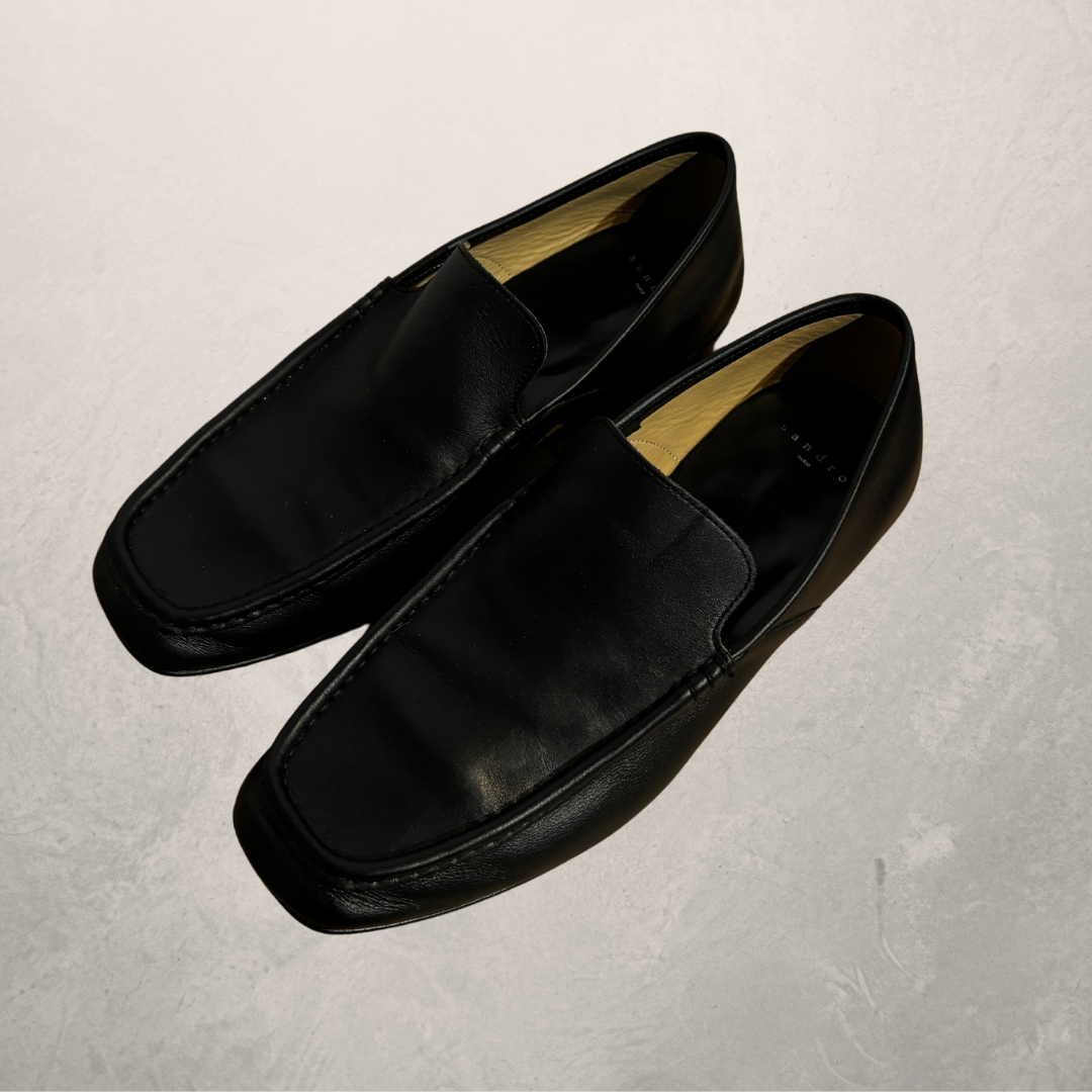 Sandro black leather loafers 40