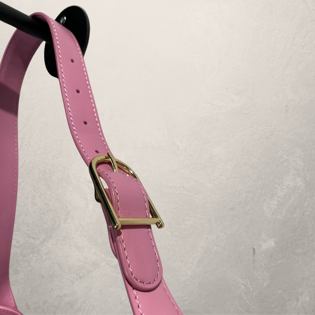 Sandro roze leren schoudertas met gouden hardware