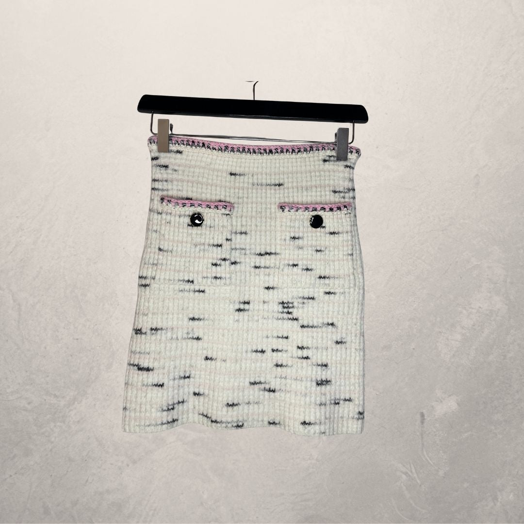 Self-Portrait white knitted mini skirt S
