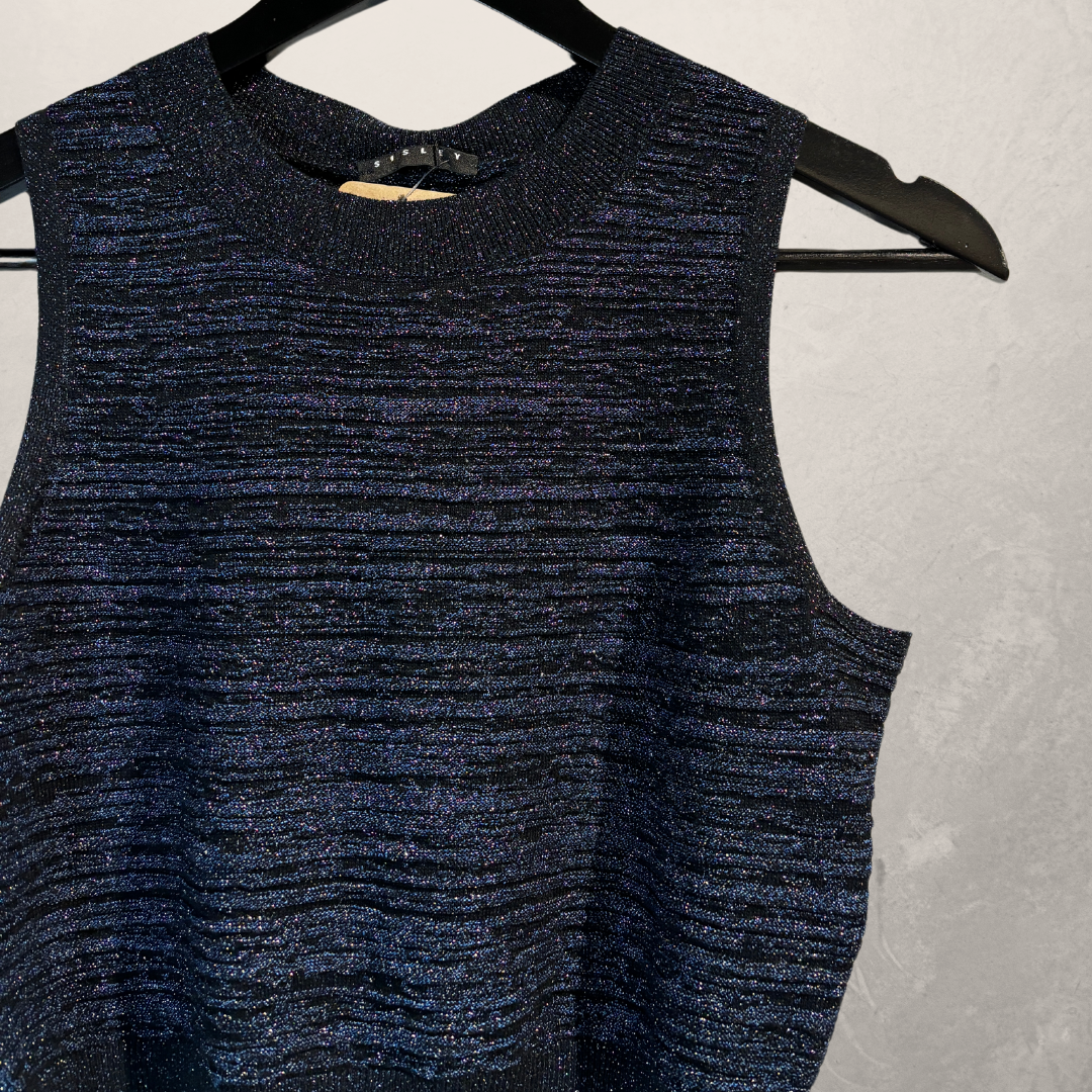 Sisley blue glitter top and skirt set S