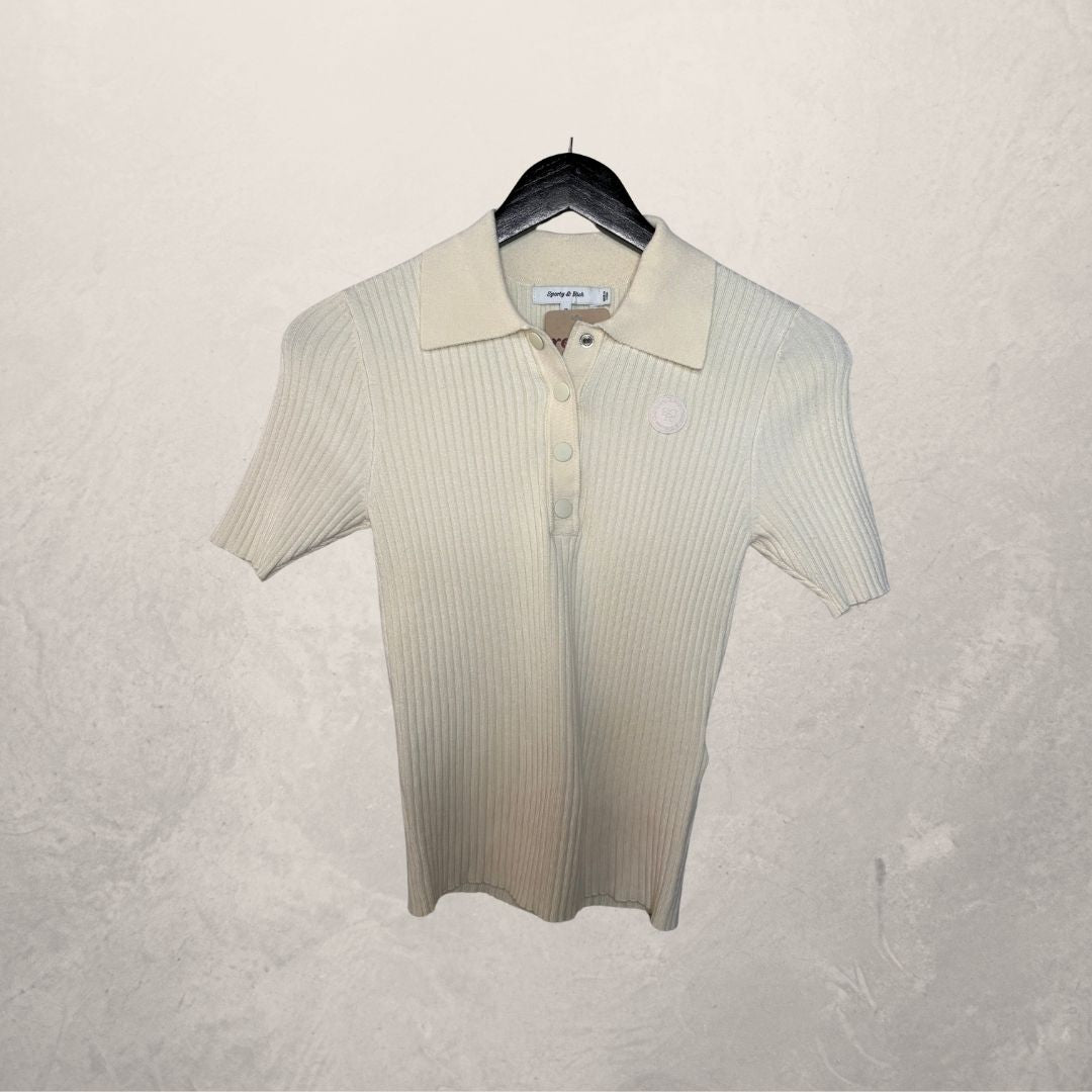 Sporty & Rich beige collar knit baby tee S