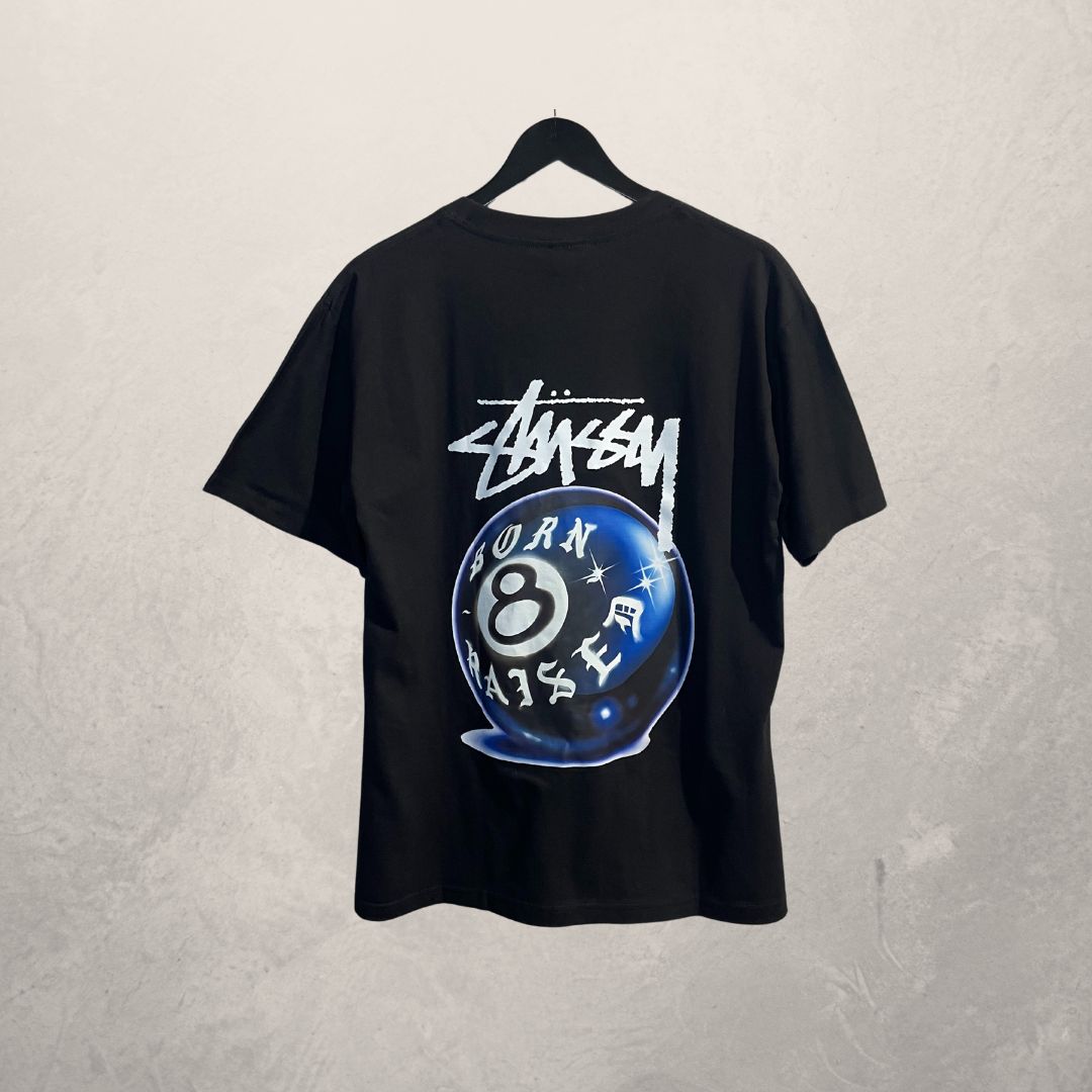 Stussy black born/raised 8 ball t shirt M – Revive Haarlem