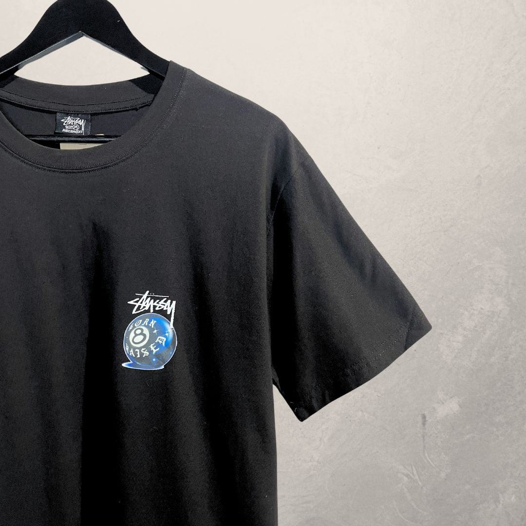 Stussy black born/raised 8 ball t shirt M