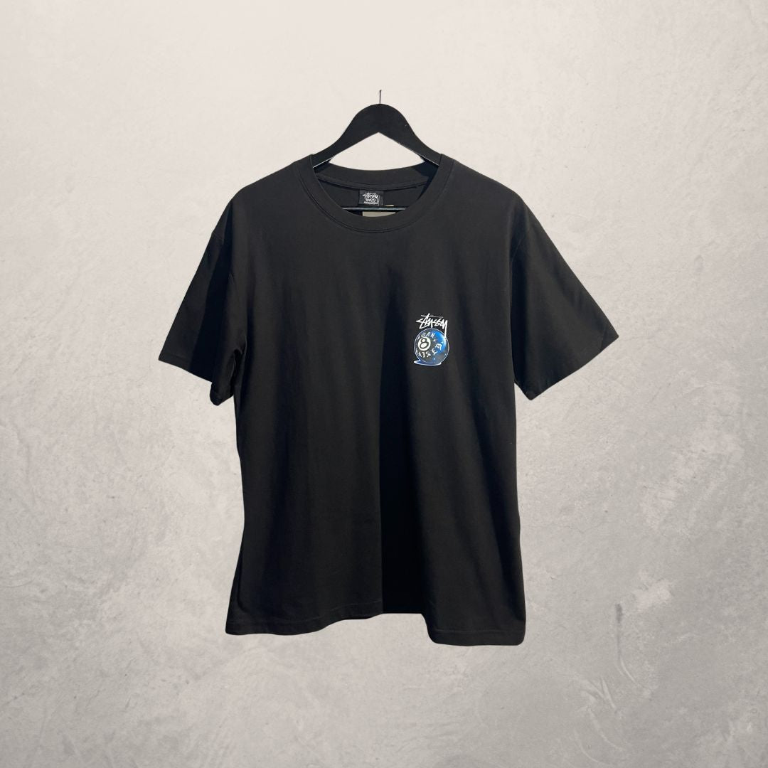 Stussy black born/raised 8 ball t shirt M