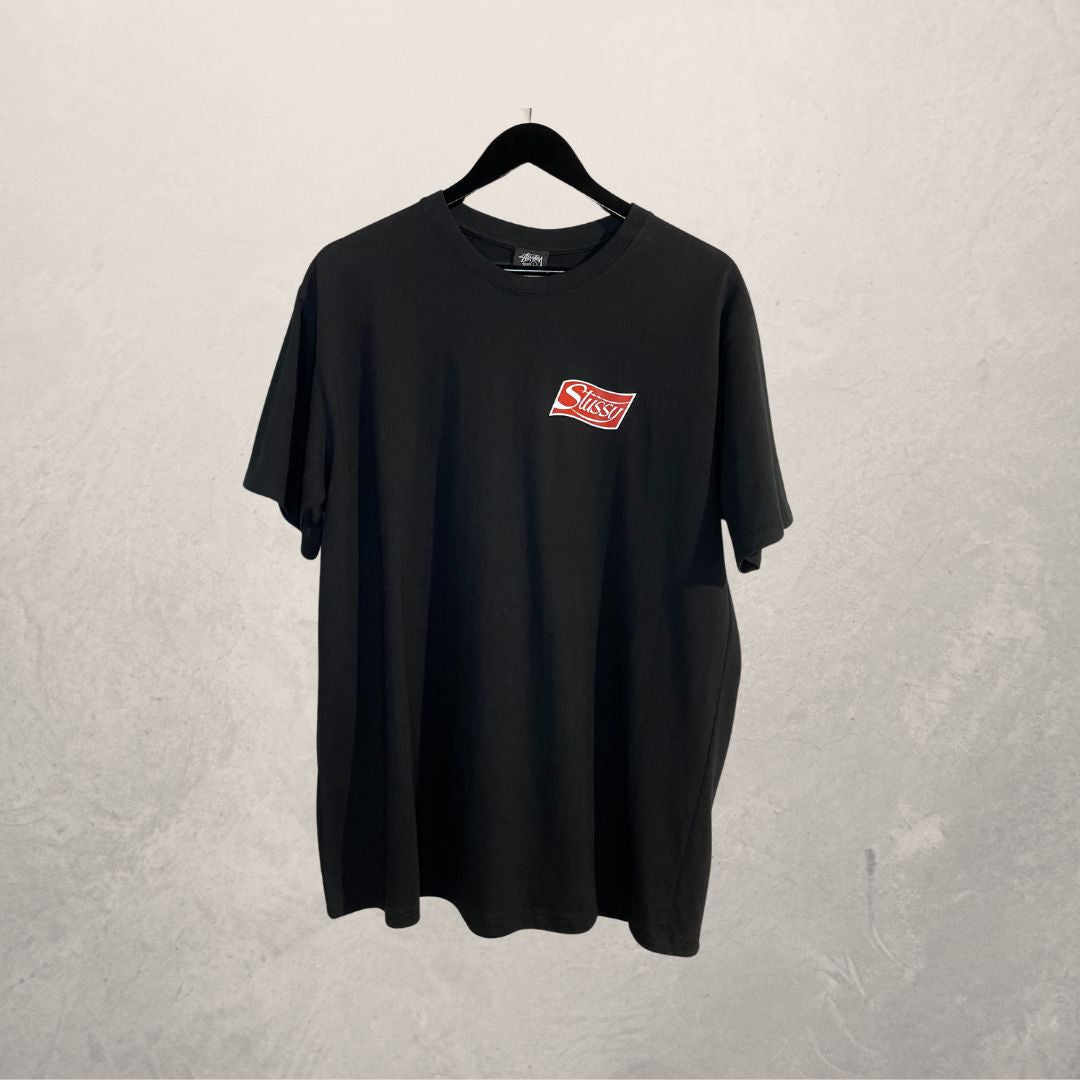 Stussy zwart frisdrankblikje grafisch shirt L