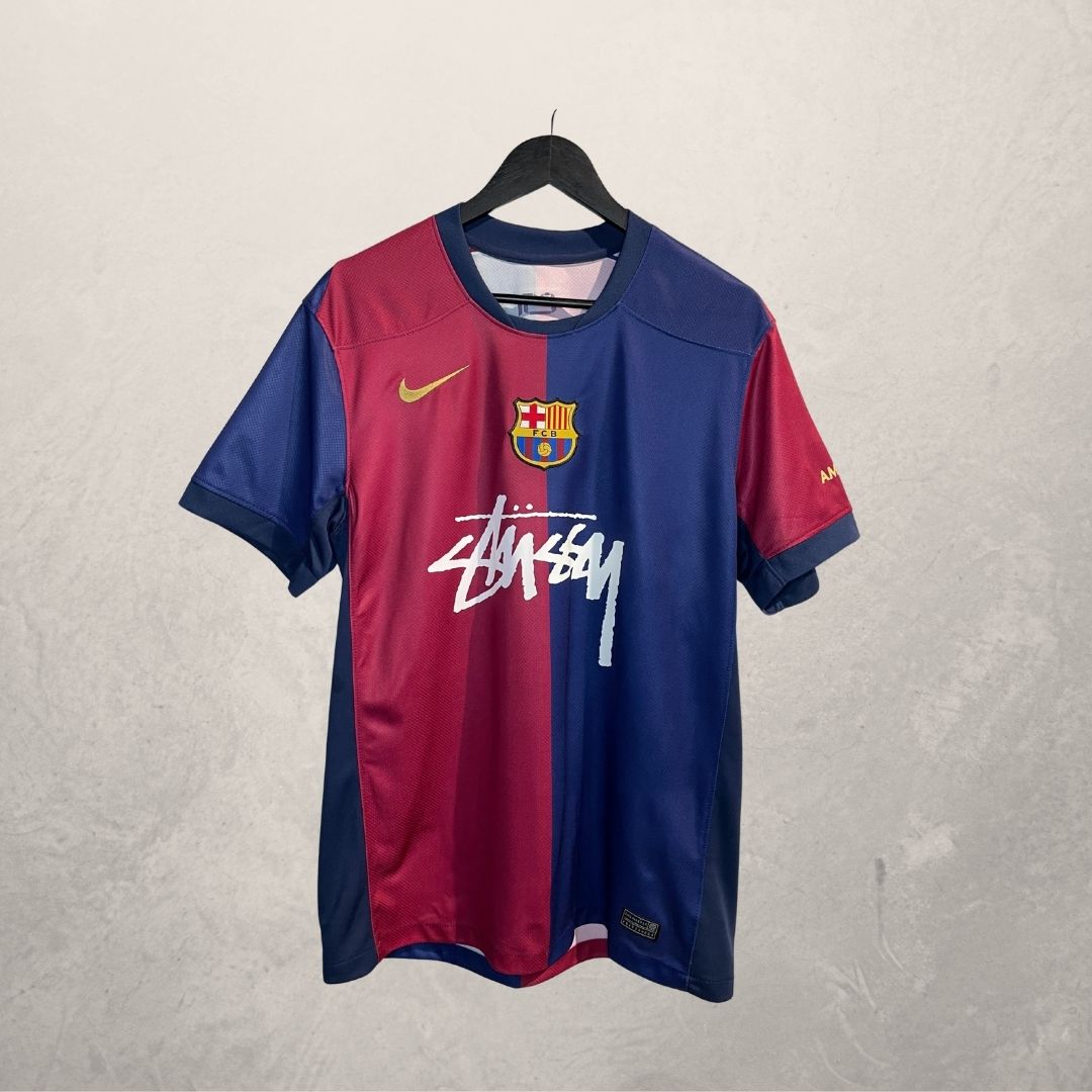 Stussy x Barcelona FBC blauw/kastanjebruin voetbalshirt Groot