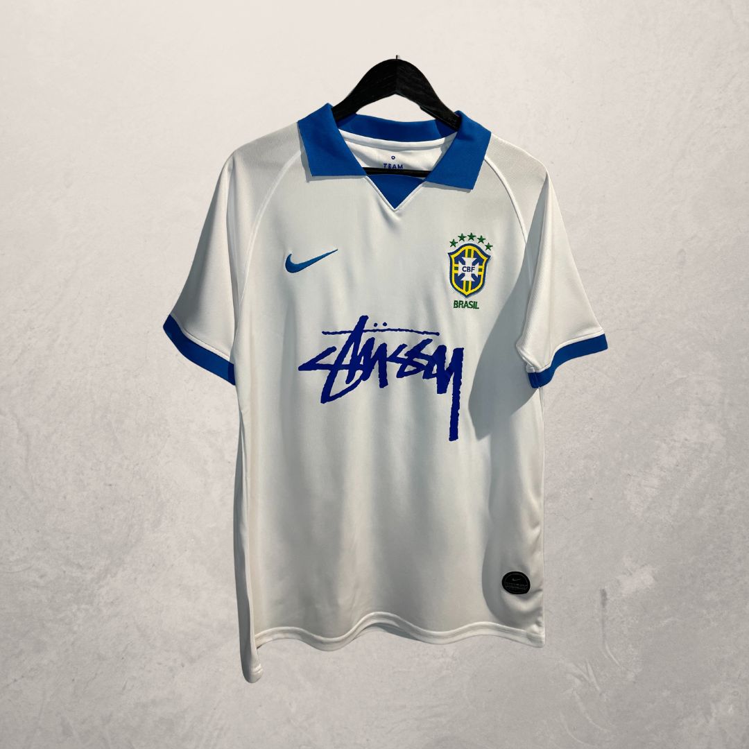 Stussy x Nike x Brazilië wit voetbalshirt Groot