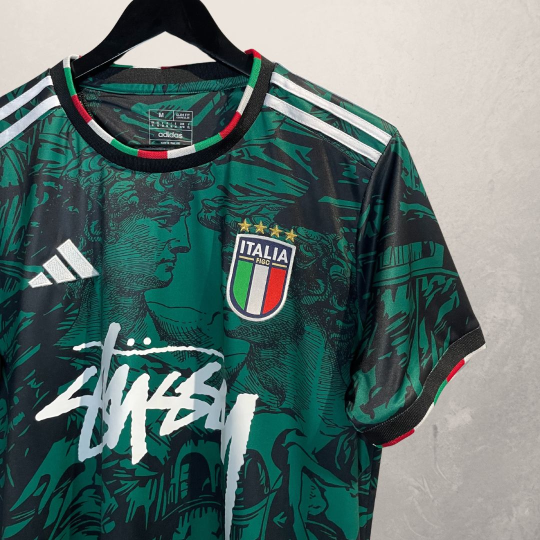 Stussy x Italy teal green black football jersey Medium