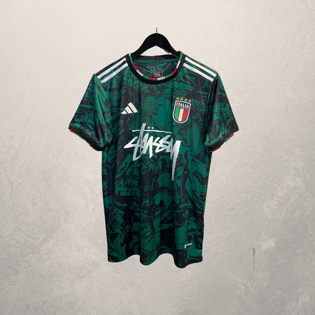 Stussy x Italy teal green black football jersey Medium