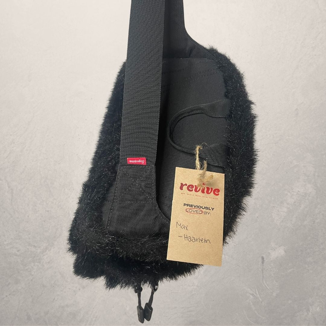 Supreme X The North Face zwarte imitatiebont FW2018 heuptas OS