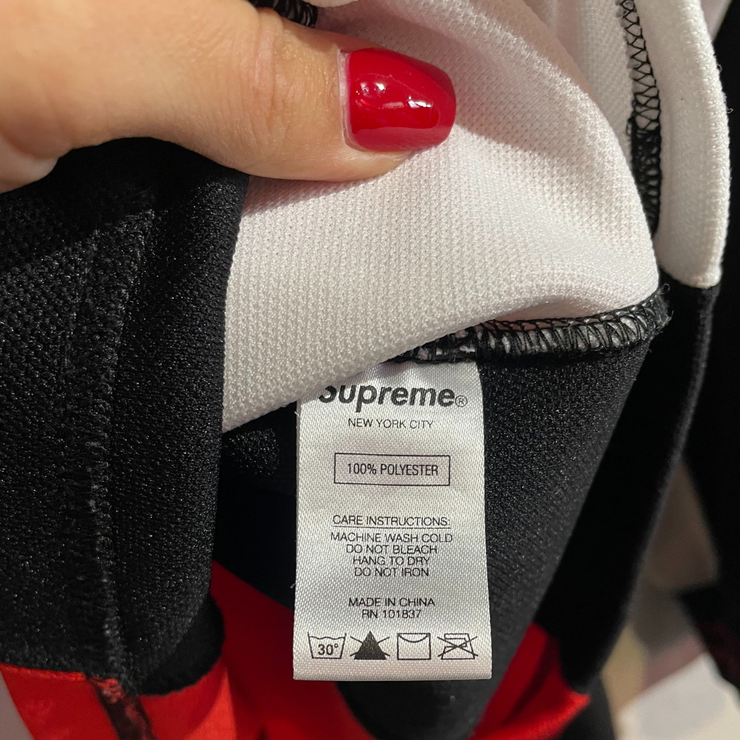 Supreme zwart en rood logo lange mouwen shirt L