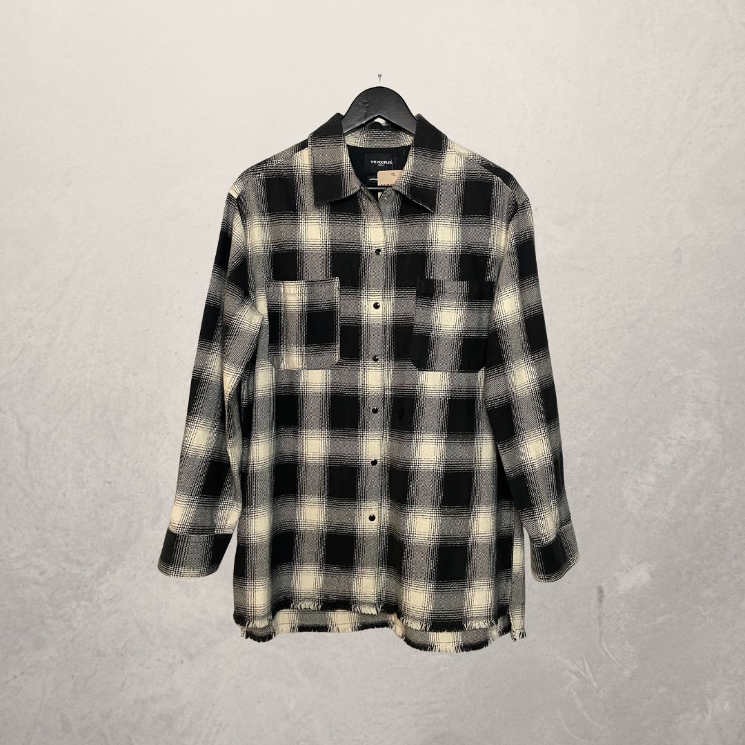 The Kooples zwart en beige flanellen overhemd S