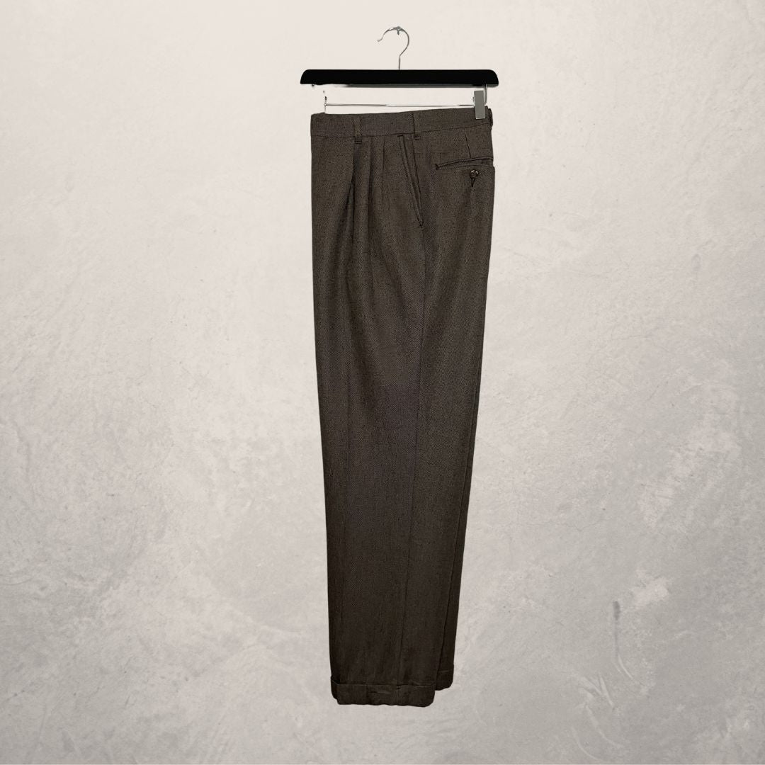 VINTAGE brown pleated trousers SIZE XL