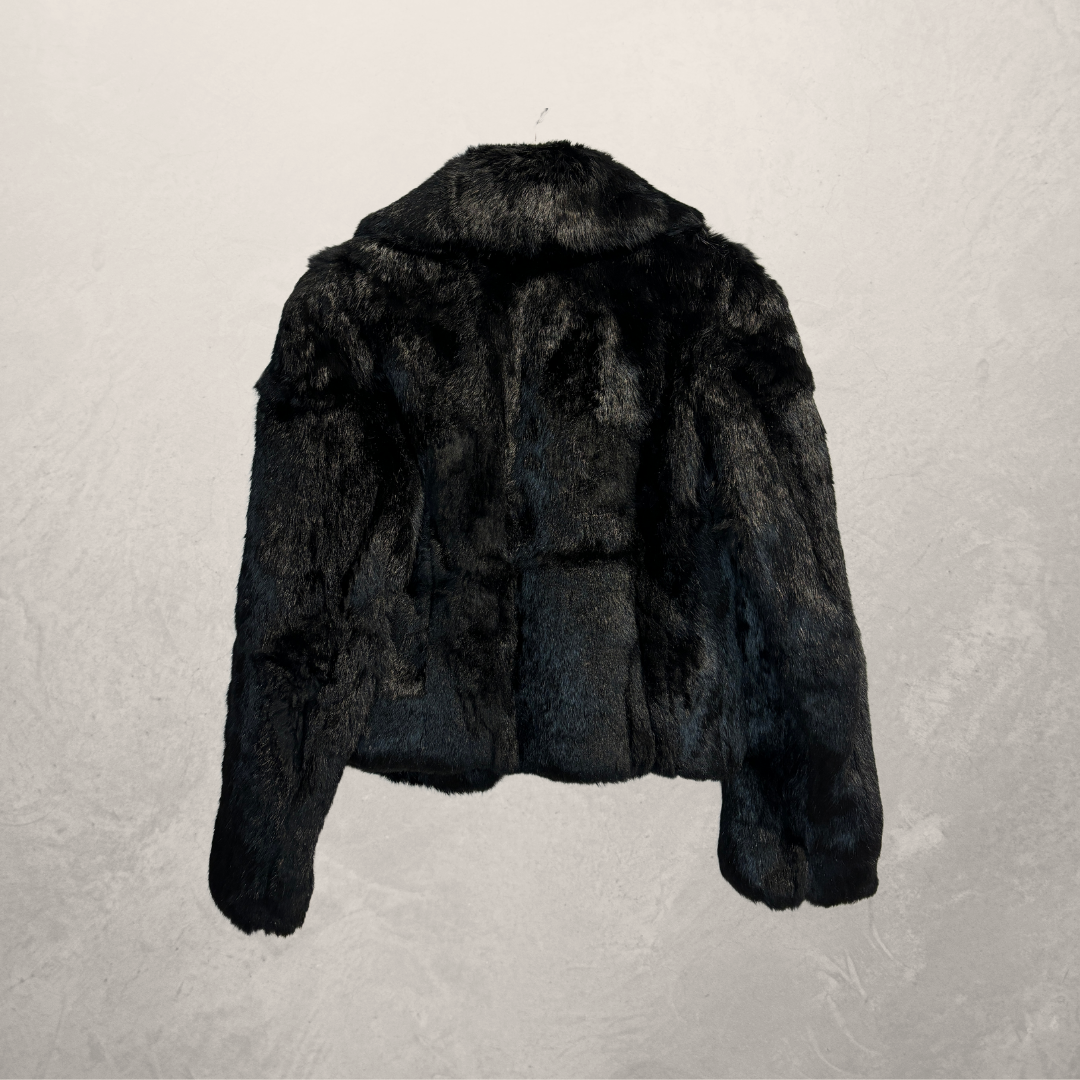 Vintage 100% zwarte bontjas S/M