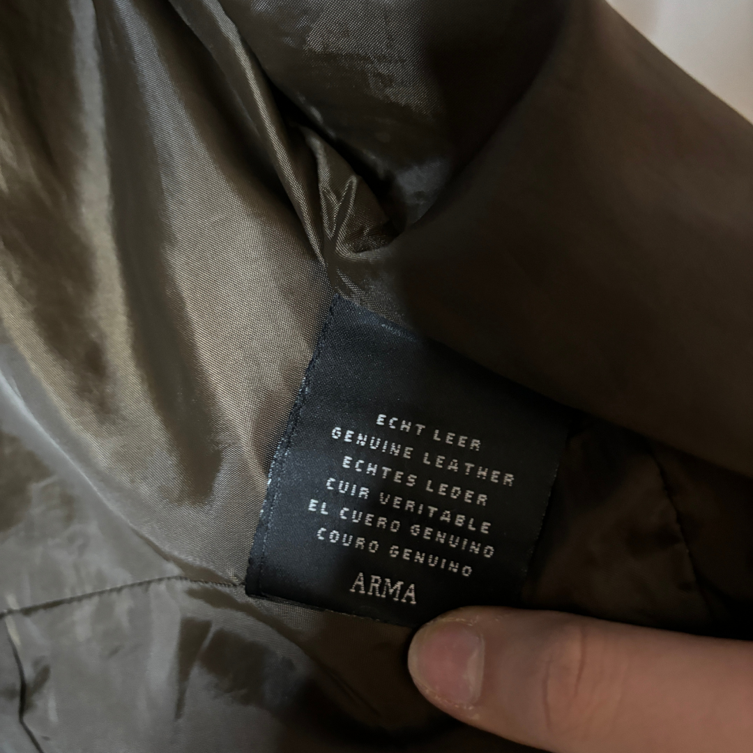 Vintage Arma bruin getailleerd leren jack M