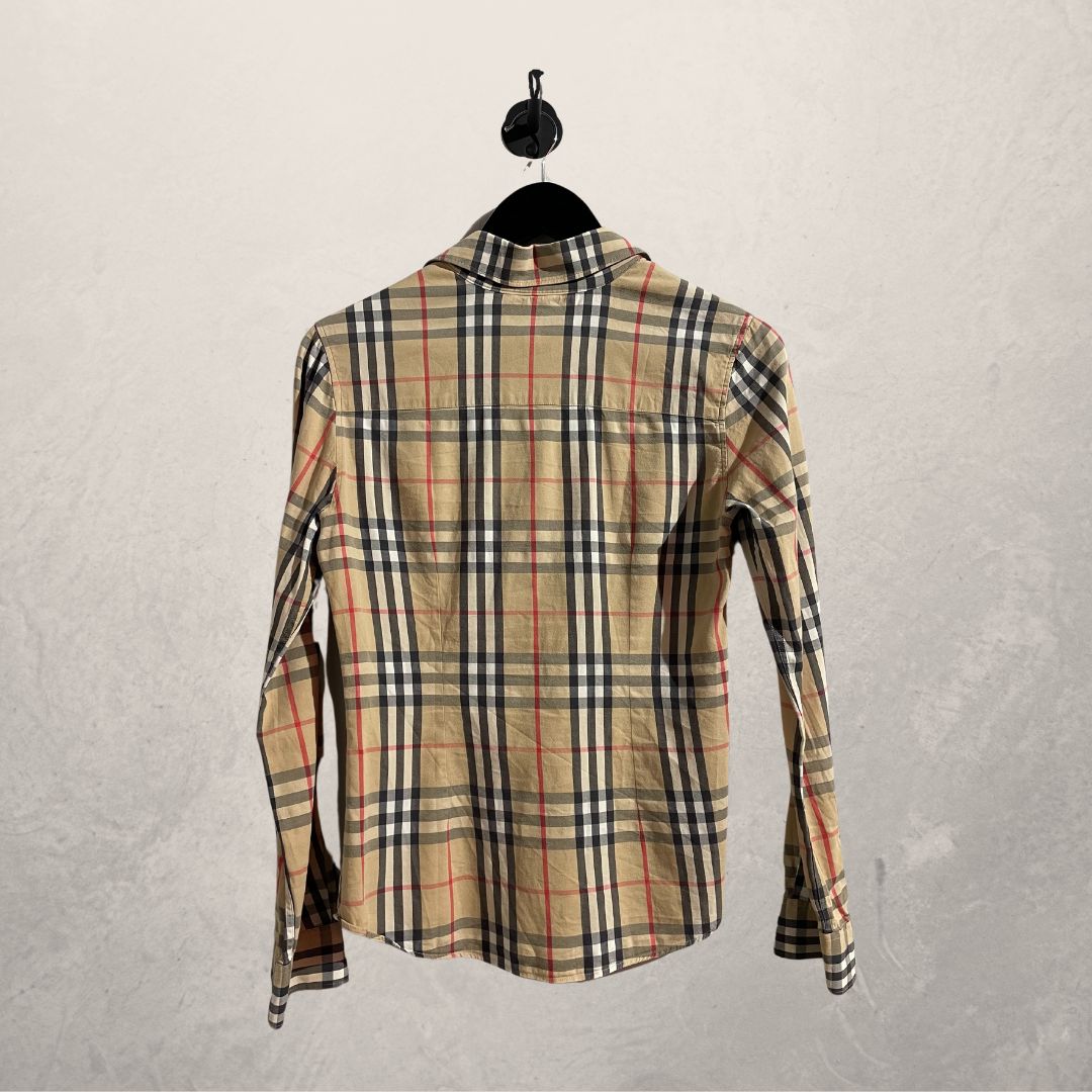 Vintage Burberry beige check fitted shirt XS