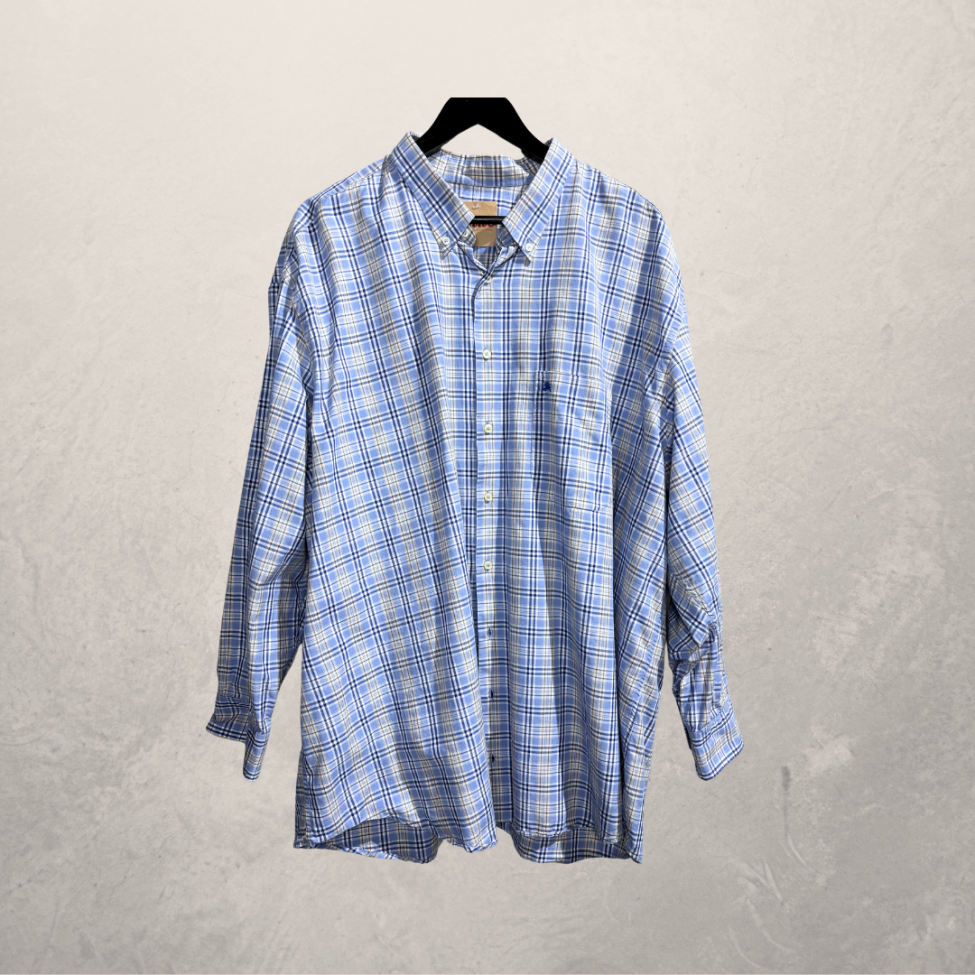 Vintage Burberry blauw gestreept overhemd XXL