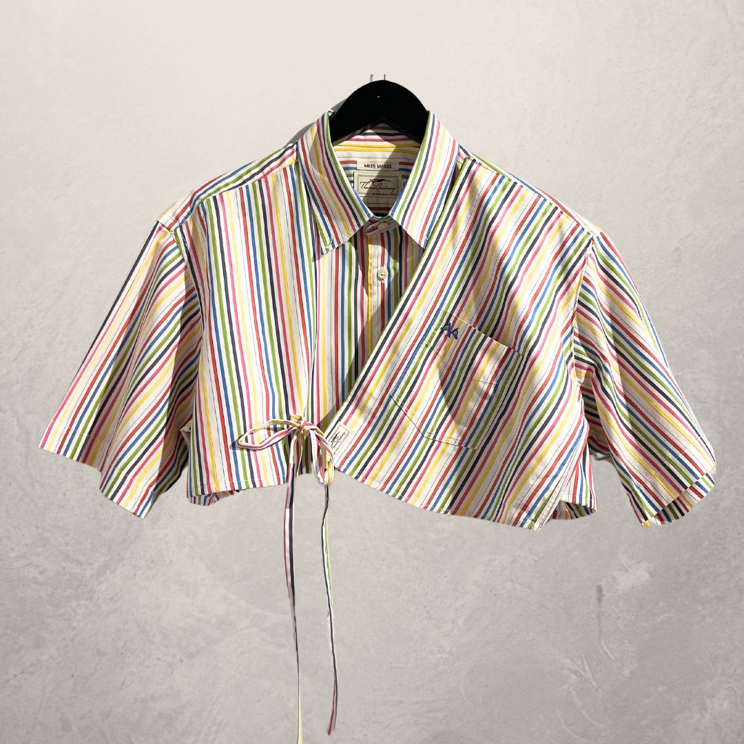 Vintage Burberry multi colored cropped wrap tie blouse S M By Mees.Makes