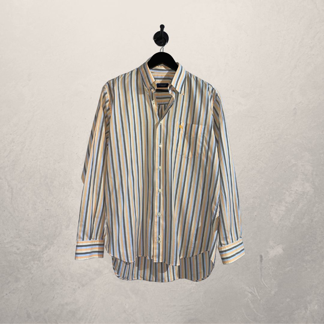 Vintage Burberry orange stripe shirt M- as seen on Carice van Houten
