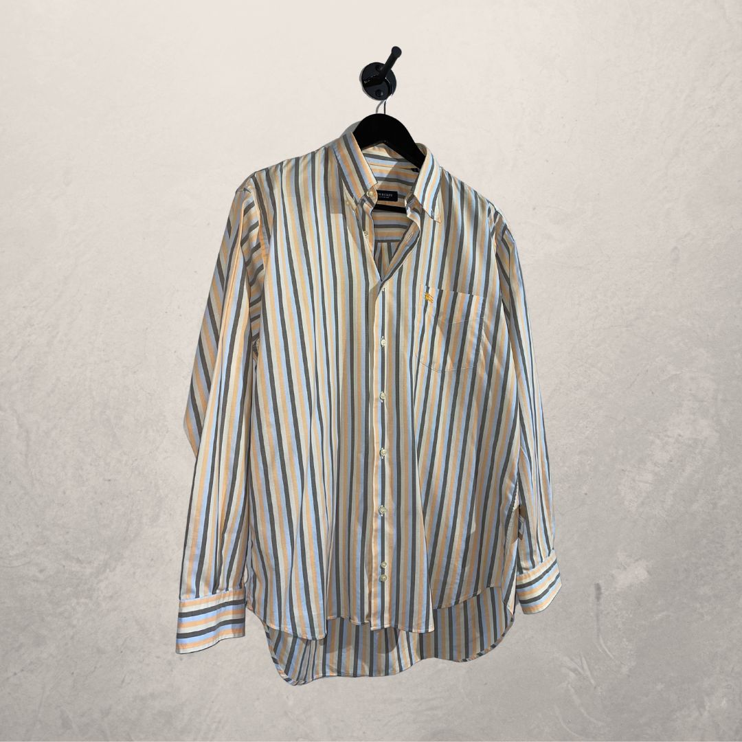 Vintage Burberry orange stripe shirt M- as seen on Carice van Houten