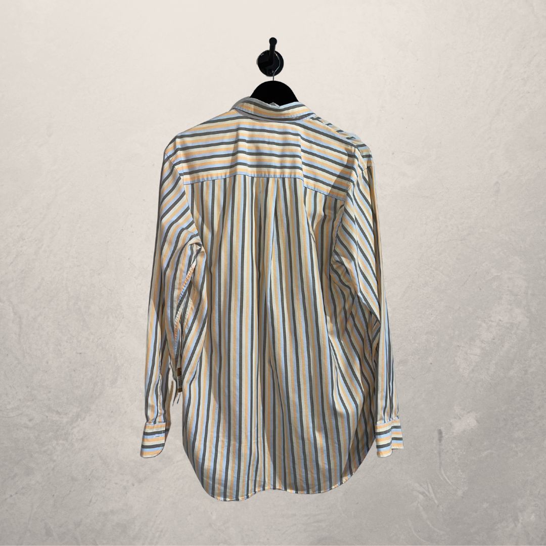Vintage Burberry orange stripe shirt M- as seen on Carice van Houten