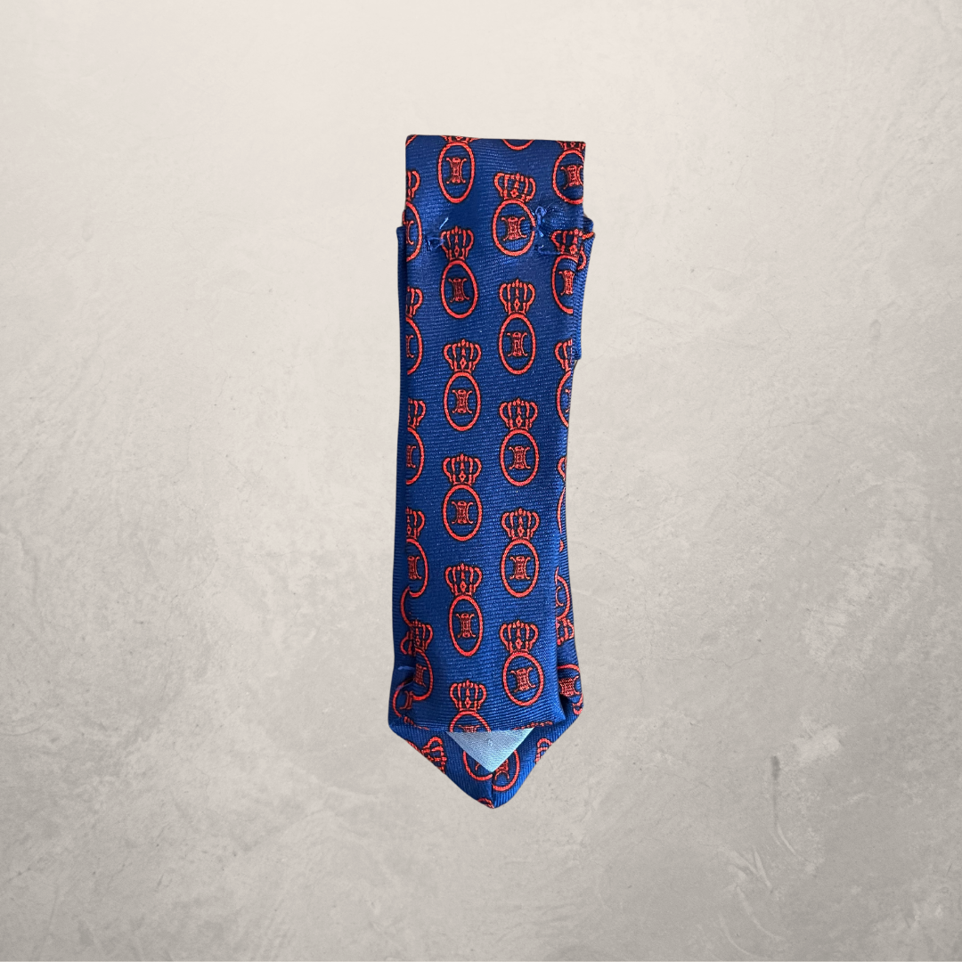Vintage Celine blauw/rood bewerkte stropdas S- van @MARRART