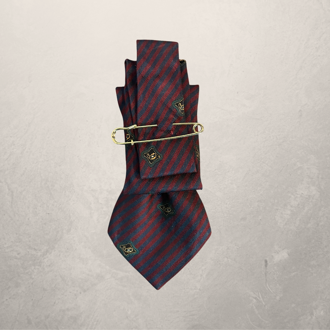 Vintage Chanel marine/rood bewerkte stropdas L- van @MARRART