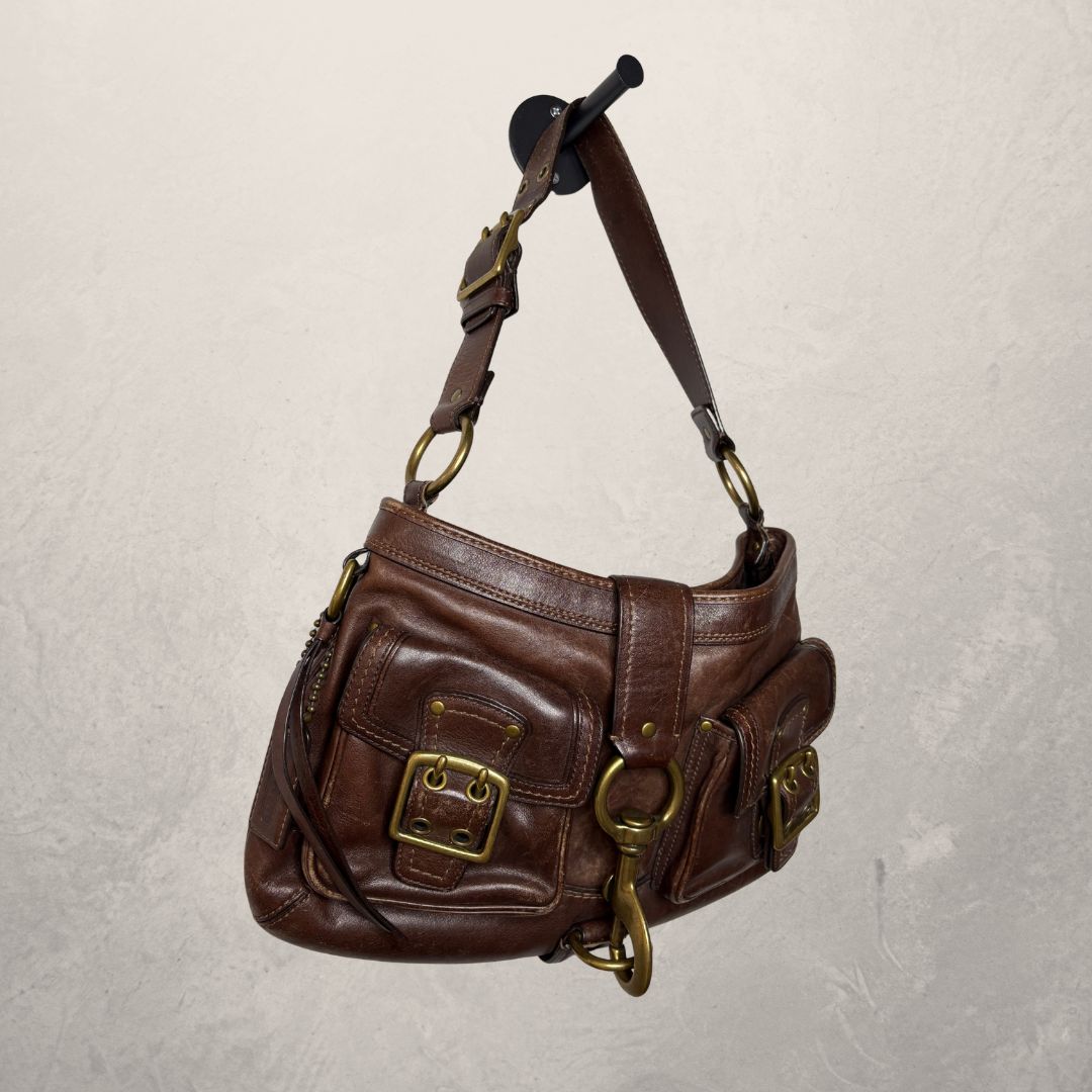 Vintage Coach brown leather handbag OS