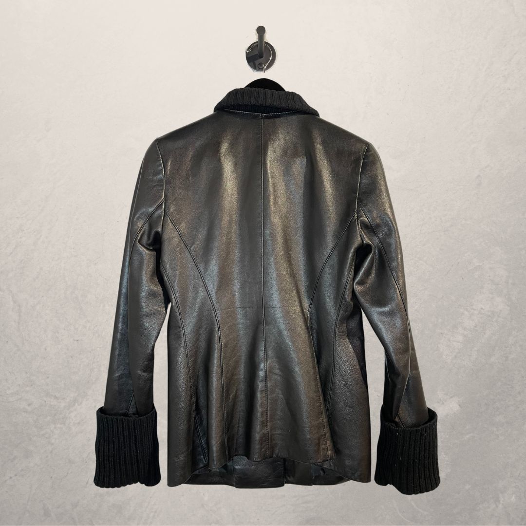 Vintage DKNY getailleerd leren jack S