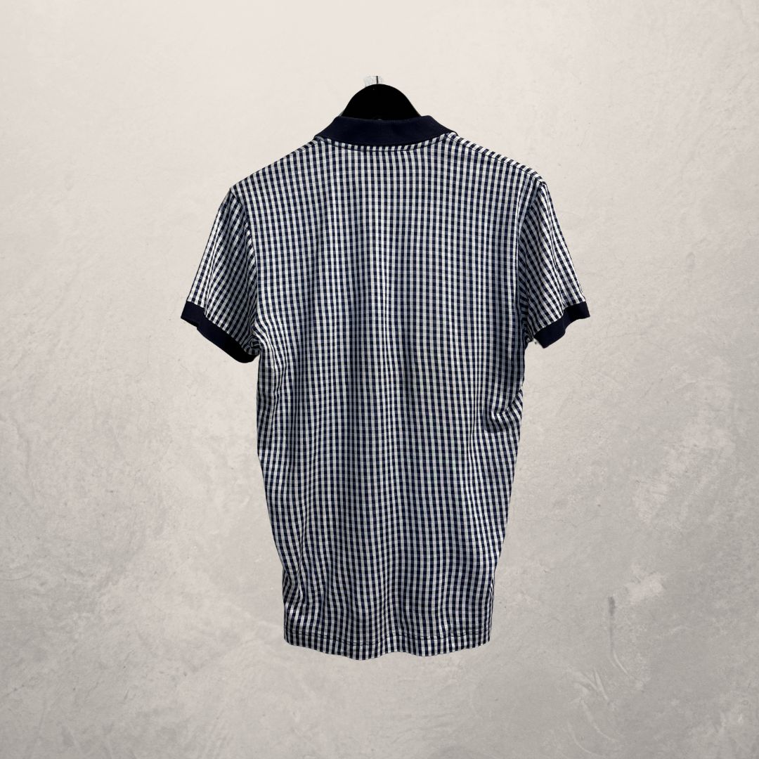 Vintage Dolce & Gabbana marineblauw/wit geruit poloshirt S