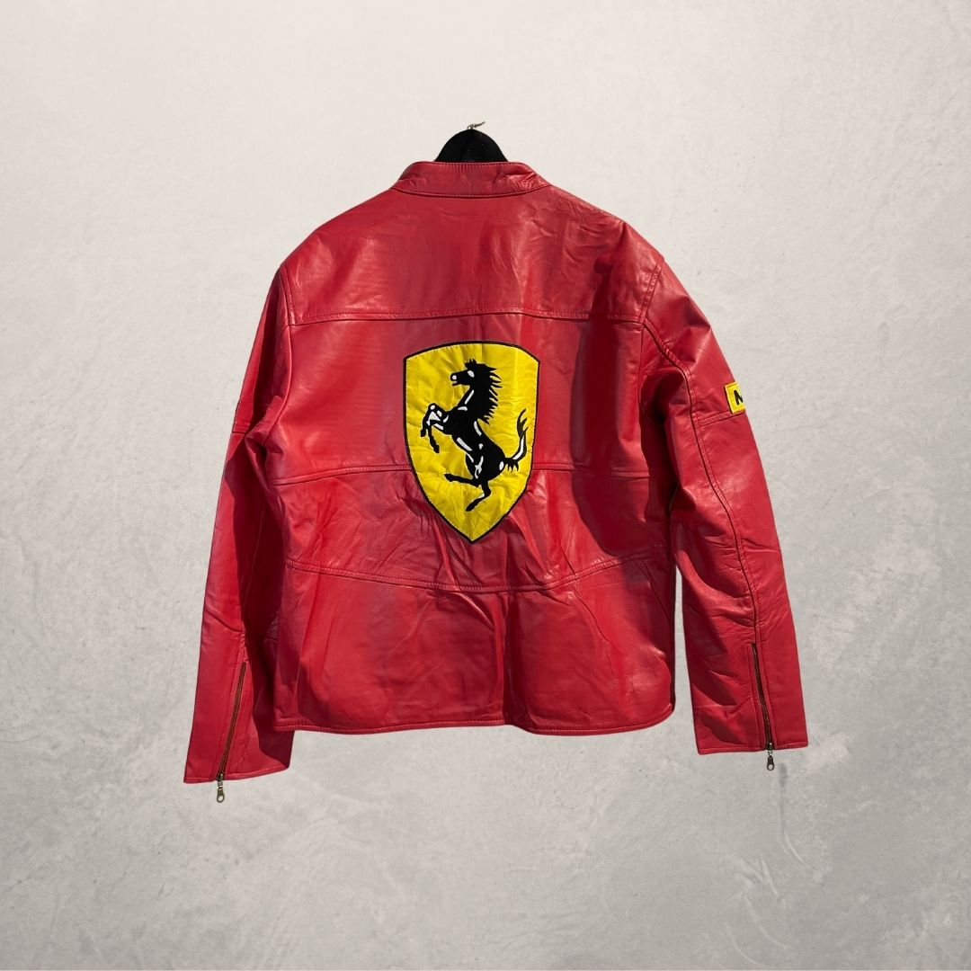 Vintage Ferrari red leather race jacket XL