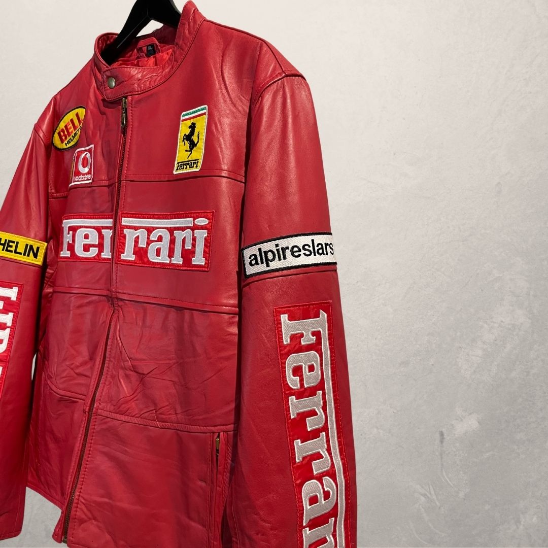 Vintage Ferrari red leather race jacket XL