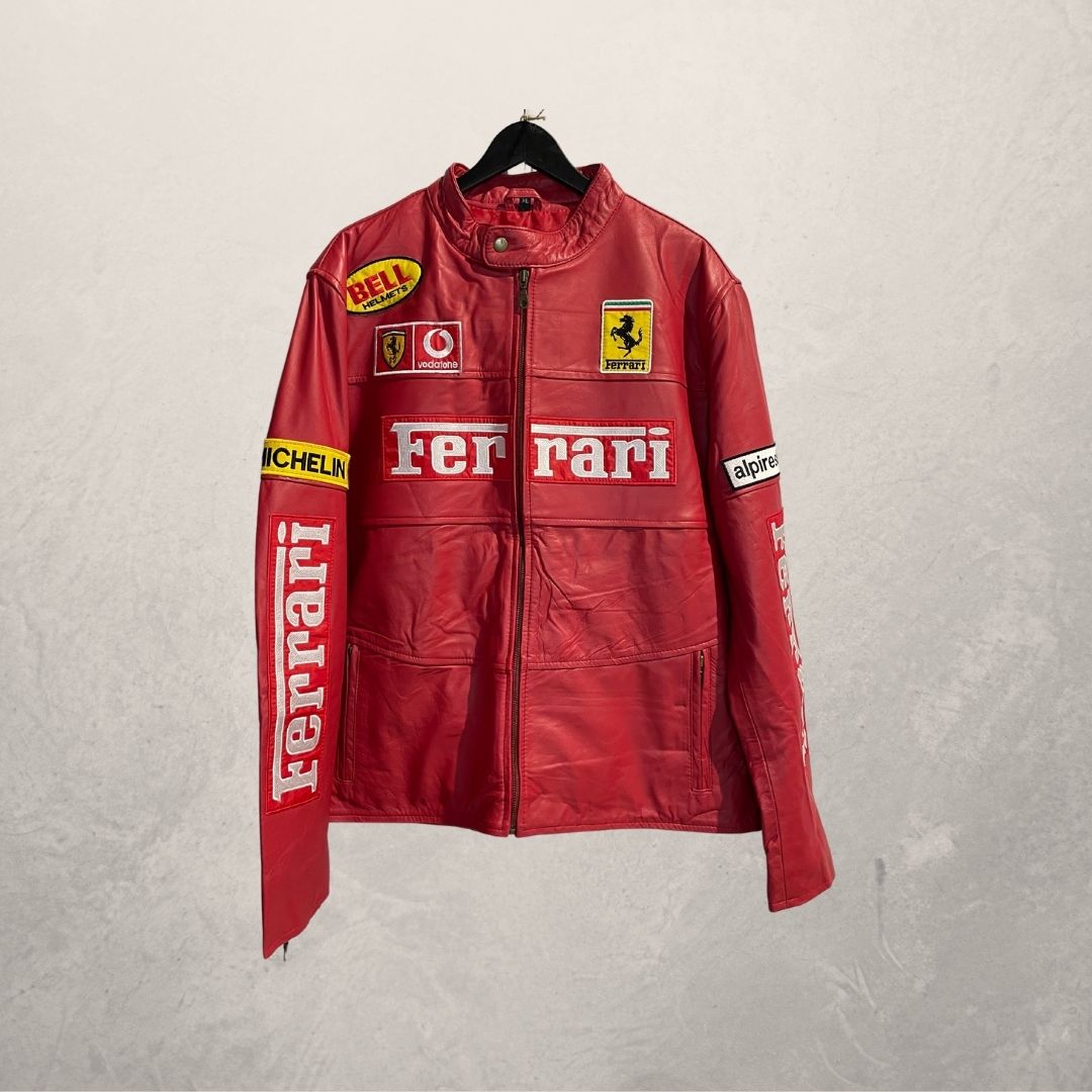 Vintage Ferrari red leather race jacket XL