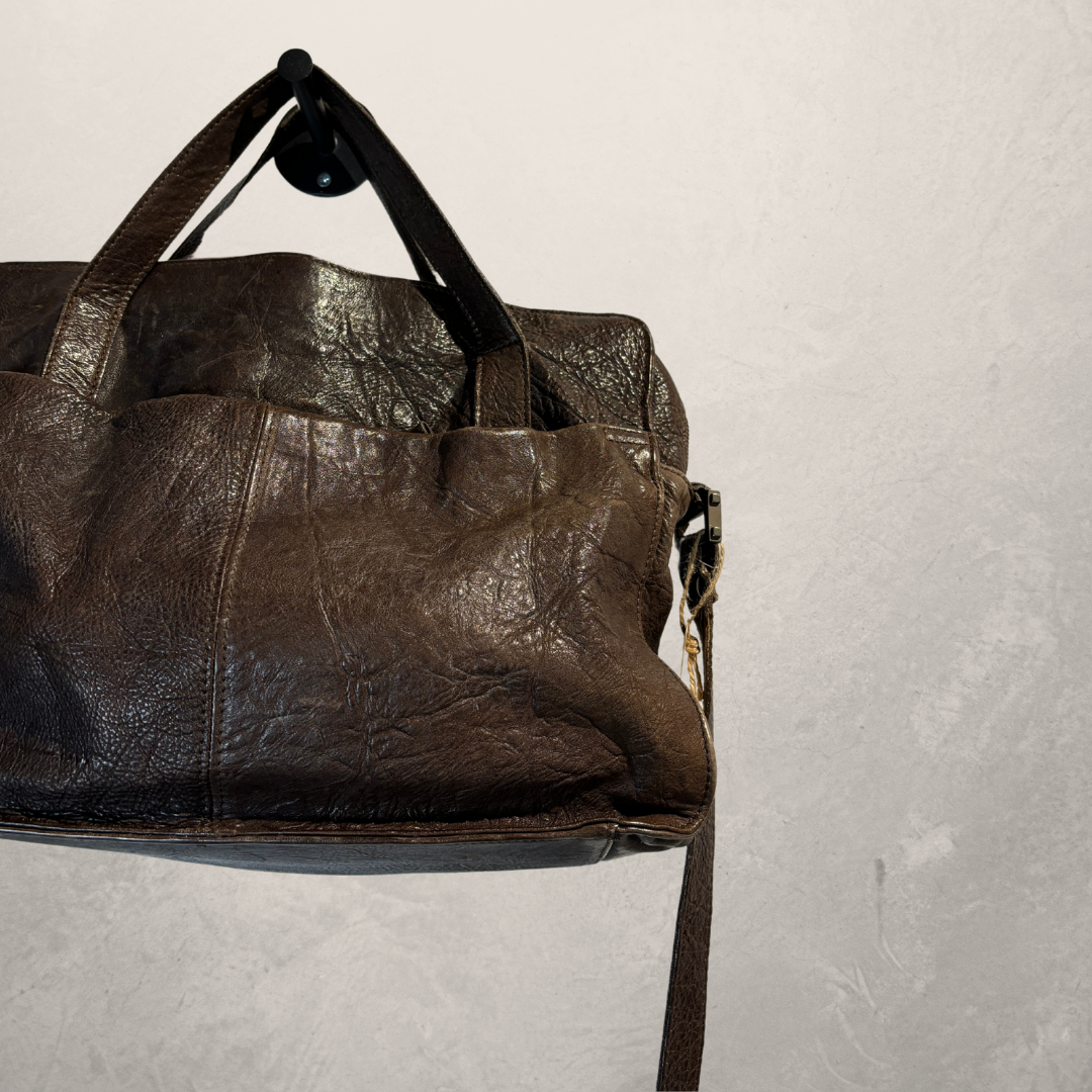 Vintage Fred de la Bretoniere brown leather messenger bag