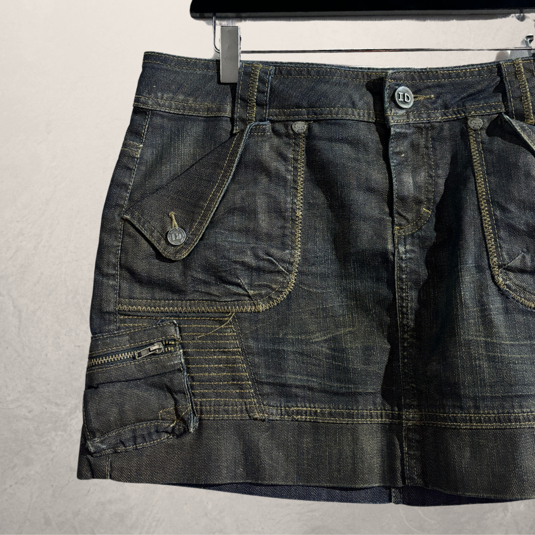Vintage ID donkerblauwe denim rok L