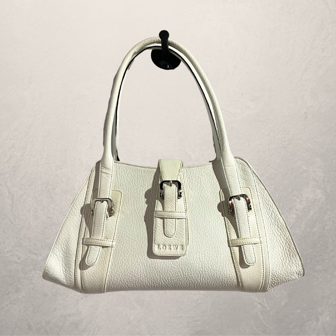 Vintage Loewe white leather handbag