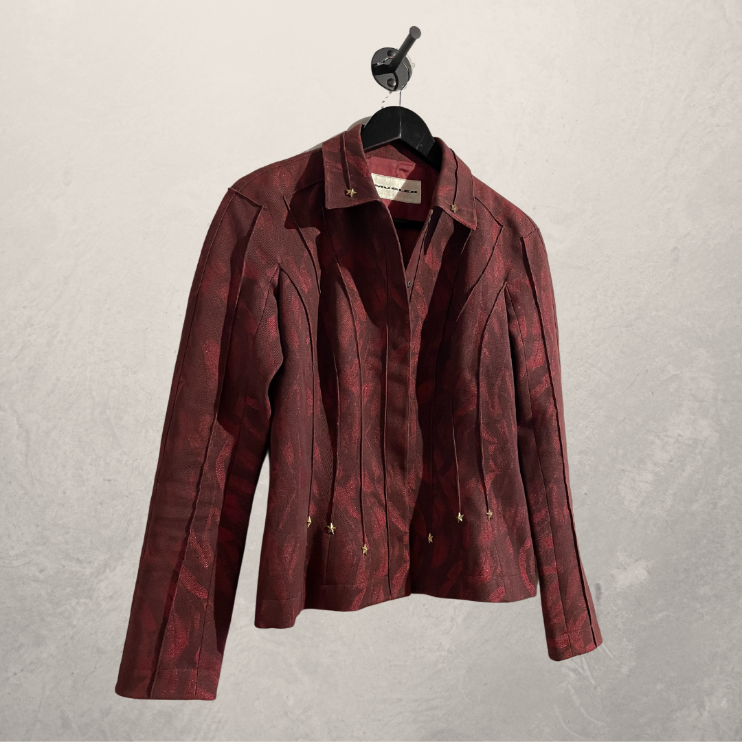 Vintage Mugler bordeaux getailleerd jasje S