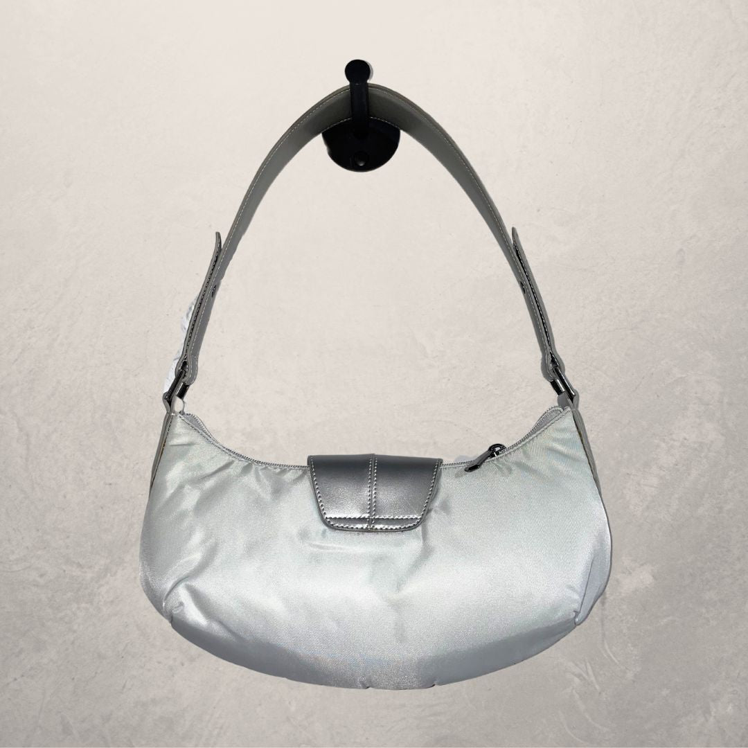 Vintage zilveren schoudertas van Mugler