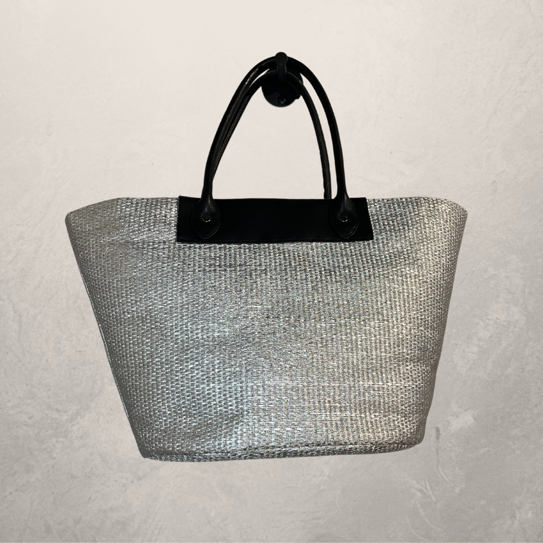Vintage zilveren geweven draagtas van Mugler