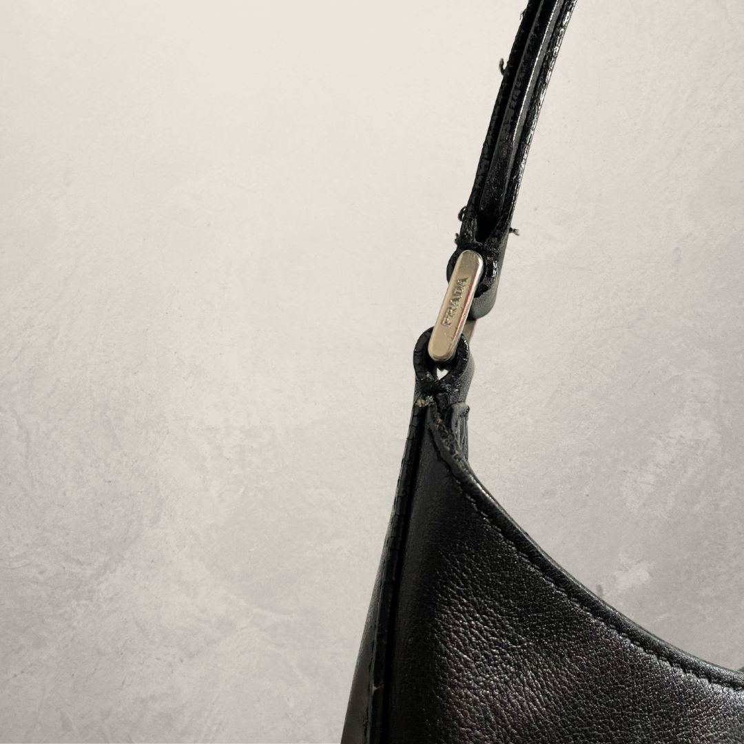Vintage Prada black leather shoulder bag