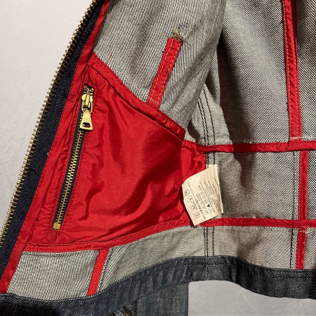 Vintage Prada denim fitted zip up top XS/S