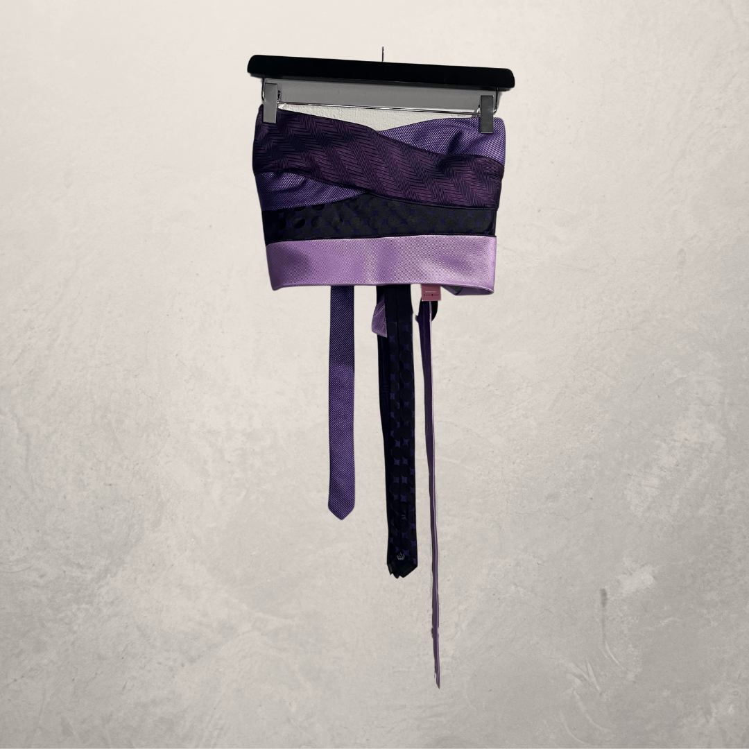 Vintage Purple SILK Bandeau tie top OS- By WNDYdesign