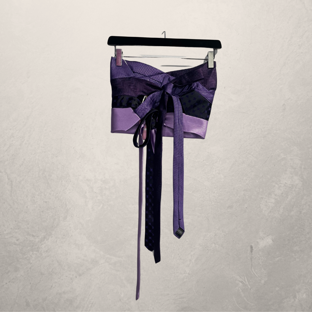 Vintage Purple SILK Bandeau tie top OS- By WNDYdesign